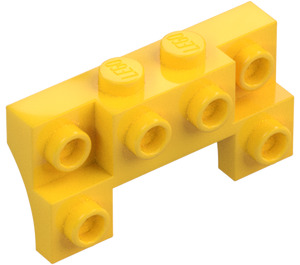 LEGO Gul Kloss 2 x 4 x 0.7 med Front Knotter og tynne sidebuer (14520)