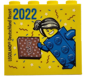 LEGO Geel Steen 2 x 4 x 3 met Besuchermeister 2022 Legoland Deutschland Resort en 5 Bronze (30144)