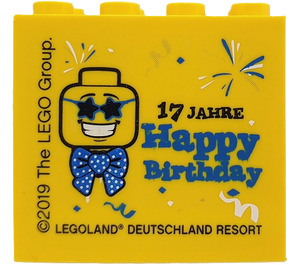LEGO Jaune Brique 2 x 4 x 3 avec Birthday 2019 Legoland Deutschland Resort et 17 Jahre Happy Birthday (30144)