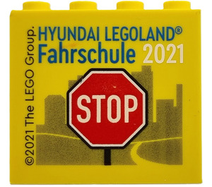 LEGO Jaune Brique 2 x 4 x 3 avec HYUNDAI Legoland Fahrschule 2021 et STOP (30144)