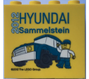LEGO Yellow Brick 2 x 4 x 3 with HYUNDAI Sammelstein 2012 (30144)