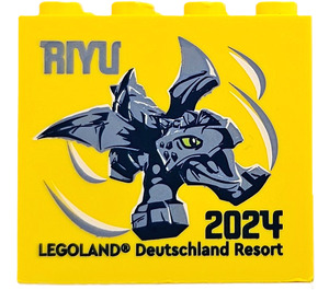 LEGO Jaune Brique 2 x 4 x 3 avec Legoland Deutschland Resort 2024 et Riyu (30144)