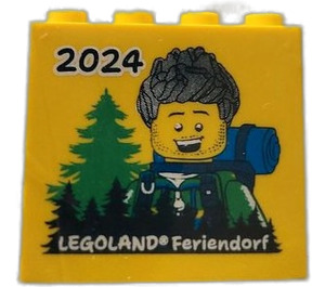 LEGO Gelb Backstein 2 x 4 x 3 mit LEGOLAND Feriendorf 2024 Waldabenteuer-Lodge (30144)