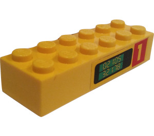 LEGO Yellow Brick 2 x 6 with Pump 1 and Gas Volumes Sticker (2456)