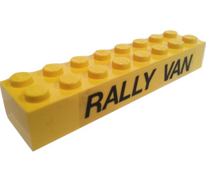 LEGO Yellow Brick 2 x 8 with "Rally Van" (Left) Sticker (3007)