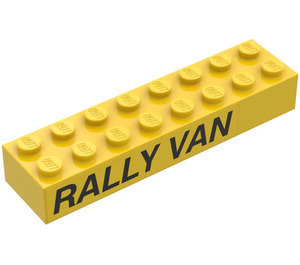 LEGO Yellow Brick 2 x 8 with "Rally Van" (Right) Sticker (3007)