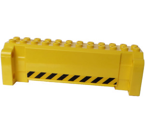 LEGO Geel Steen Hollow 4 x 12 x 3 met 8 Pegholes met Zwart en Geel Danger Strepen (Both Sides) Sticker (52041)