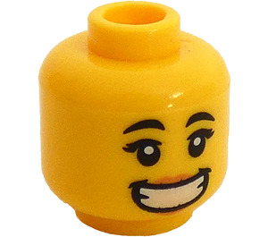 LEGO Žlutá Kostka Oblek Dívka Minifigurka Hlava (Zapuštěný pevný cvoček) (3626 / 38176)