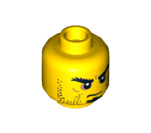 LEGO Yellow Bushy Eyebrows and Stubble Head (Recessed Solid Stud) (3626 / 14353)