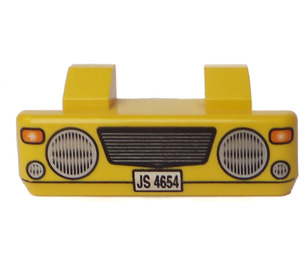 LEGO Yellow Car Grille 2 x 6 with Two Pins with Headlights and 'JS 4654' (45409)