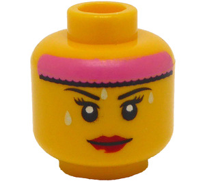 LEGO Gelb Cardio Carrie Minifigur Kopf (Vertiefte feste Noppen) (3626 / 16109)