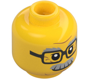 LEGO Yellow City People Pack Grandfather Minifigure Head (Recessed Solid Stud) (3626 / 26879)