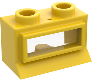 LEGO Gul Classic Fönster 1 x 2 x 1 med lång fönsterbräde och glas