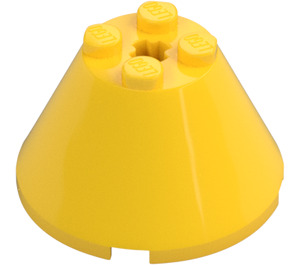 LEGO Giallo Cono 4 x 4 x 2 con foro per asse (3943)