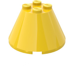 LEGO Gelb Kegel 4 x 4 x 2 ohne Achsloch