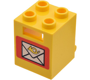 LEGO Geel Container 2 x 2 x 2 met Envelope met verzonken noppen (4345)