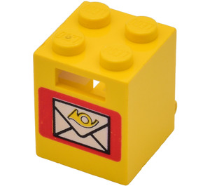 LEGO Gul Behållare 2 x 2 x 2 med Mail Envelope med solida knoppar (4345)