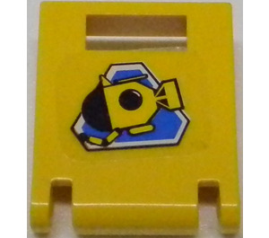 LEGO Yellow Container Box 2 x 2 x 2 Door with Slot with Submarine and Blue Triangle Sticker (4346)