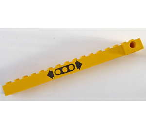 LEGO Gelb Kran Arm Außen mit 15 Bolzen mit Schwarz Arrows und Loch Bar Eng