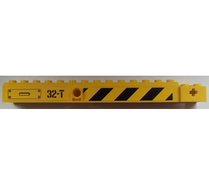 LEGO Yellow Crane Arm Outside with Pegholes with '32-T' and Black and Yellow Danger Stripes Sticker (57779)