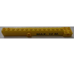LEGO Geel Kraan Arm Buiten met Pegholes met 'MAX. 12 M.' (both sides) Sticker (57779)