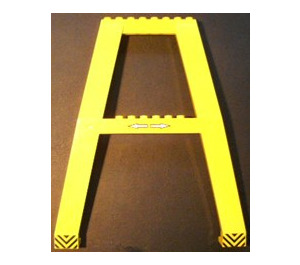 LEGO Yellow Crane Support - Double with White Left and Right Arrow and Yellow and Black Chevron s Sticker (Studs on Cross-Brace) (2635)
