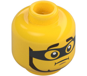 LEGO Gelb Verbrecher Kopf mit Auge Maske und Bart (Vertiefte feste Noppen) (3626 / 99042)