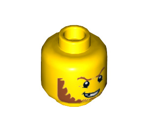 LEGO Yellow Crook Head with Dark Orange Beard and Missing Tooth (Recessed Solid Stud) (3626 / 20234)
