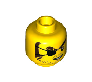 LEGO Yellow Crook Head with Eye Patch, Sideburns and Stubble (Recessed Solid Stud) (3626 / 66117)