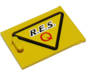 LEGO Geel Kast 2 x 3 x 2 Deur met 'R.E.S. Q' (Links) Sticker (4533)