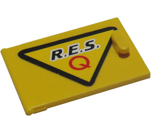 LEGO Yellow Cupboard 2 x 3 x 2 Door with 'R.E.S. Q' (right) Sticker (4533)