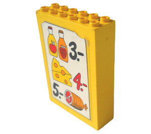 LEGO Amarillo Armario 2 x 6 x 7 Fabuland con 3, 5, Comida Pegatina