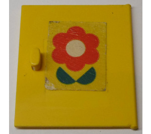 LEGO Yellow Cupboard Door 4 x 4 Homemaker with Red Flower (Left) Sticker