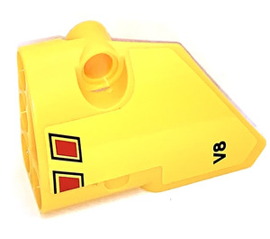 LEGO Jaune Incurvé Panneau 1 La gauche avec 'V8', Noir et rouge Vent Openings Autocollant (87080)
