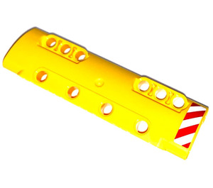 LEGO Yellow Curved Panel 11 x 3 with 10 Pin Holes with Red and White Stripes left Sticker (11954)