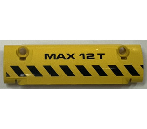 LEGO Žlutá Zakřivený Panel 11 x 3 s 2 Kolík otvory s Černá a Žlutá Danger Pruhy a 'MAX 12 T' (Model Levý) Samolepka (62531)