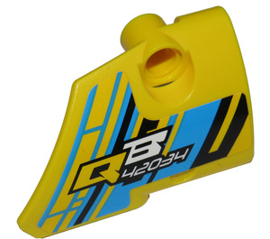 LEGO Giallo Curvo Pannello 2 Destra con 'QB 42034' Adesivo (87086)