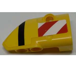 LEGO Yellow Curved Panel 2 Right with Red and White Warning Stripes, Black Stripe Sticker (87086)