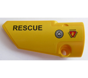 LEGO Yellow Curved Panel 3 Left with 'RESCUE' and sign 'DANGER' Sticker (64683)