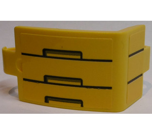 LEGO Yellow Curved Panel 3 x 6 x 3 with Black Lines and Rectangles  Left Sticker (24116)