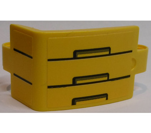 LEGO Yellow Curved Panel 3 x 6 x 3 with Black Lines and Rectangles Right Sticker (24116)