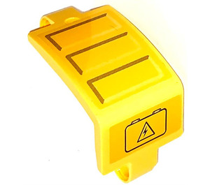 LEGO Yellow Curved Panel 3 x 6 x 3 with Three Slots  & High Voltage left  Sticker (24116)