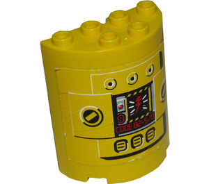 LEGO Yellow Cylinder 2 x 4 x 4 Half with Control Panel Code 82-5/0 Sticker from Set 8250/8299 (6218)