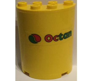 LEGO Jaune Cylindre 2 x 4 x 4 Demi avec 'Octan' Autocollant (6218)