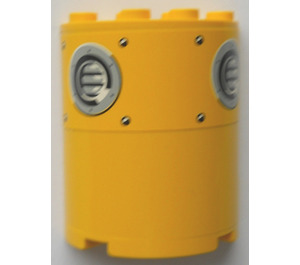 LEGO Yellow Cylinder 2 x 4 x 4 Half with Vent Holes Sticker (6218)