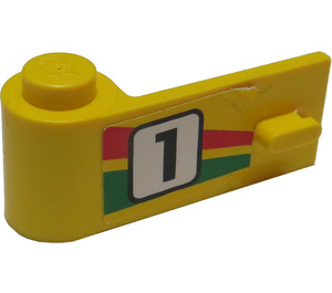 LEGO Geel Deur 1 x 3 x 1 Links met "1" en Rood en Groen Streep Sticker (3822)