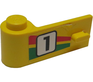 LEGO Jaune Porte 1 x 3 x 1 La gauche avec "1" et rouge et Green Stripe Autocollant (3822)