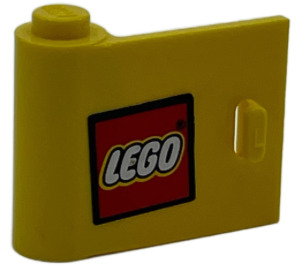 LEGO Jaune Porte 1 x 3 x 2 La gauche avec Lego logo Autocollant avec charnière solide (3189)