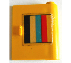 LEGO Yellow Door 1 x 3 x 3 Right with 5 Color Stripes Sticker with Solid Hinge (3190)