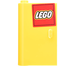 LEGO Yellow Door 1 x 3 x 4 Left with LEGO Logo Sticker with Hollow Hinge (3193)